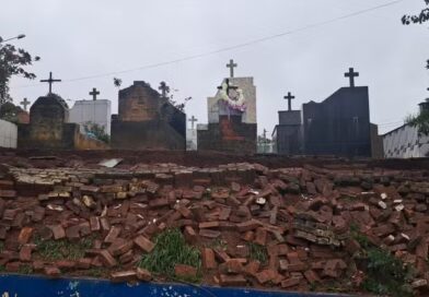 TEMPORAL PROVOCA DESABAMENTO DE MURO EM CEMITÉRIO E MOBILIZA DEFESA CIVIL EM LAGOINHA