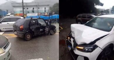 TARDE DE SUSTO NA OSWALDO CRUZ: MOTORISTA E TRÊS CRIANÇAS FICAM FERIDOS EM BATIDA EM UBATUBA