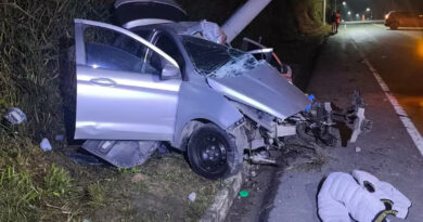 FUGA COM CARGA DE DROGAS TERMINA EM MORTE: CARRO BATE EM POSTE DURANTE PERSEGUIÇÃO NA RJ-145