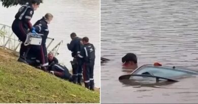 CARRO CAI NO LAGO DO TABOÃO E MOTORISTA MORRE APÓS TENTATIVA DE RESGATE