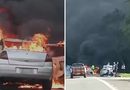 CARRO É DESTRUÍDO PELO FOGO NA OSWALDO CRUZ E OBRIGA DER A OPERAR FAIXA REVERSÍVEL