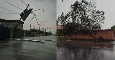 Temporal provoca estragos em Pinda: postes caem, casa alaga e bairros ficam sem energia