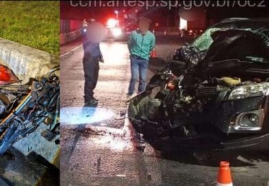 ULTRAPASSAGEM TERMINA EM TRAGÉDIA: MOTOCICLISTA E GARUPA MORREM EM VIOLENTA BATIDA FRONTAL NO CONTORNO DE CARAGUATATUBA